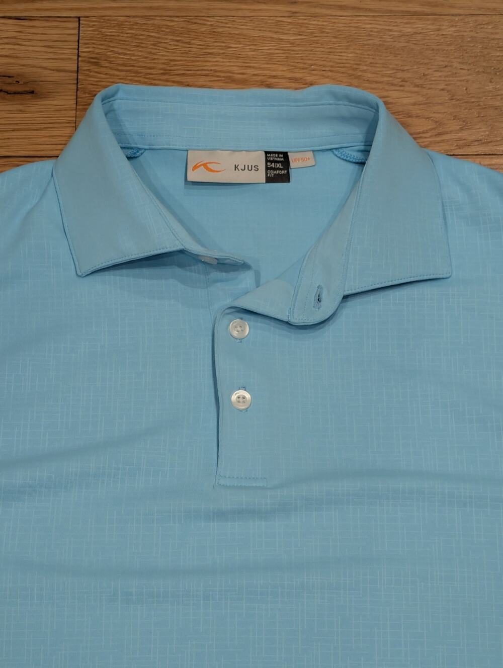 KJUS Men’s Motion Embossed Golf Polo XL Light Blue UPF 50+ Performance